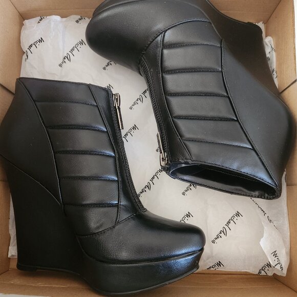 Black Futuristic Platform Wedge Heels Size 8 - Picture 1 of 9